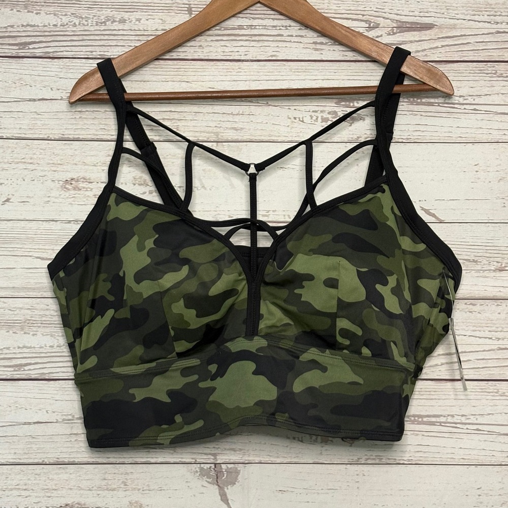 Torrid Olive Camo Strappy Bikini Top Wire-Free Plus Size 3 3X 22-24 NWT